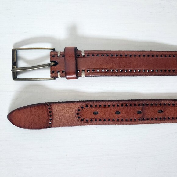 BRAVE Genuine Leather Cognac Colored Belt - Picture 2 of 5